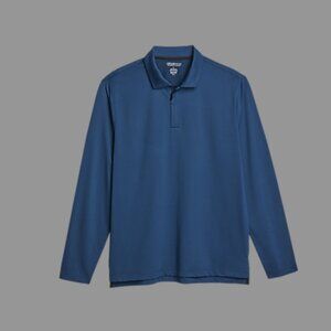 Awearness Kenneth Cole Slim Fit Long Sleeve Jersey Zip Polo - Dark Blue